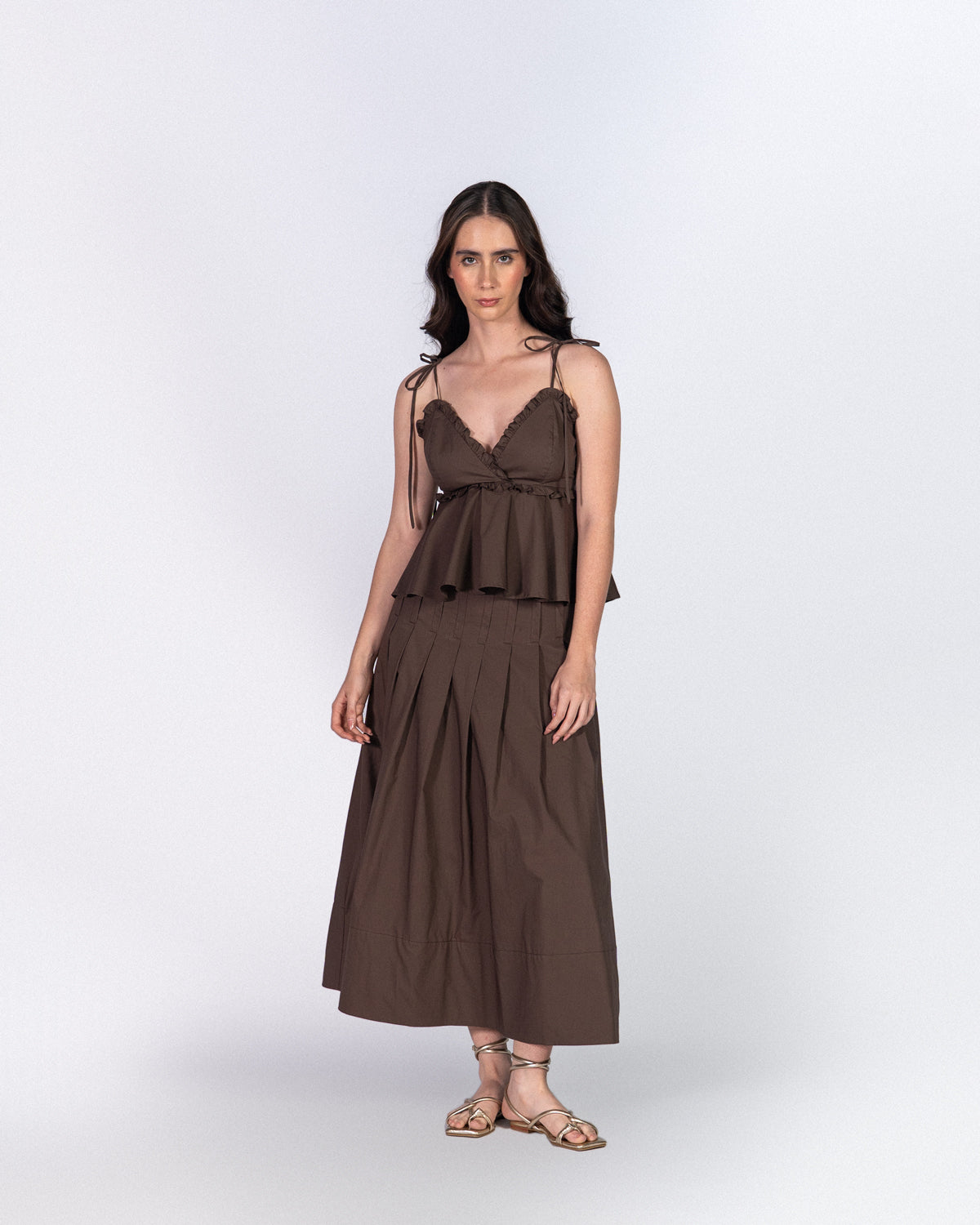 Falda Plisé Maxi Café