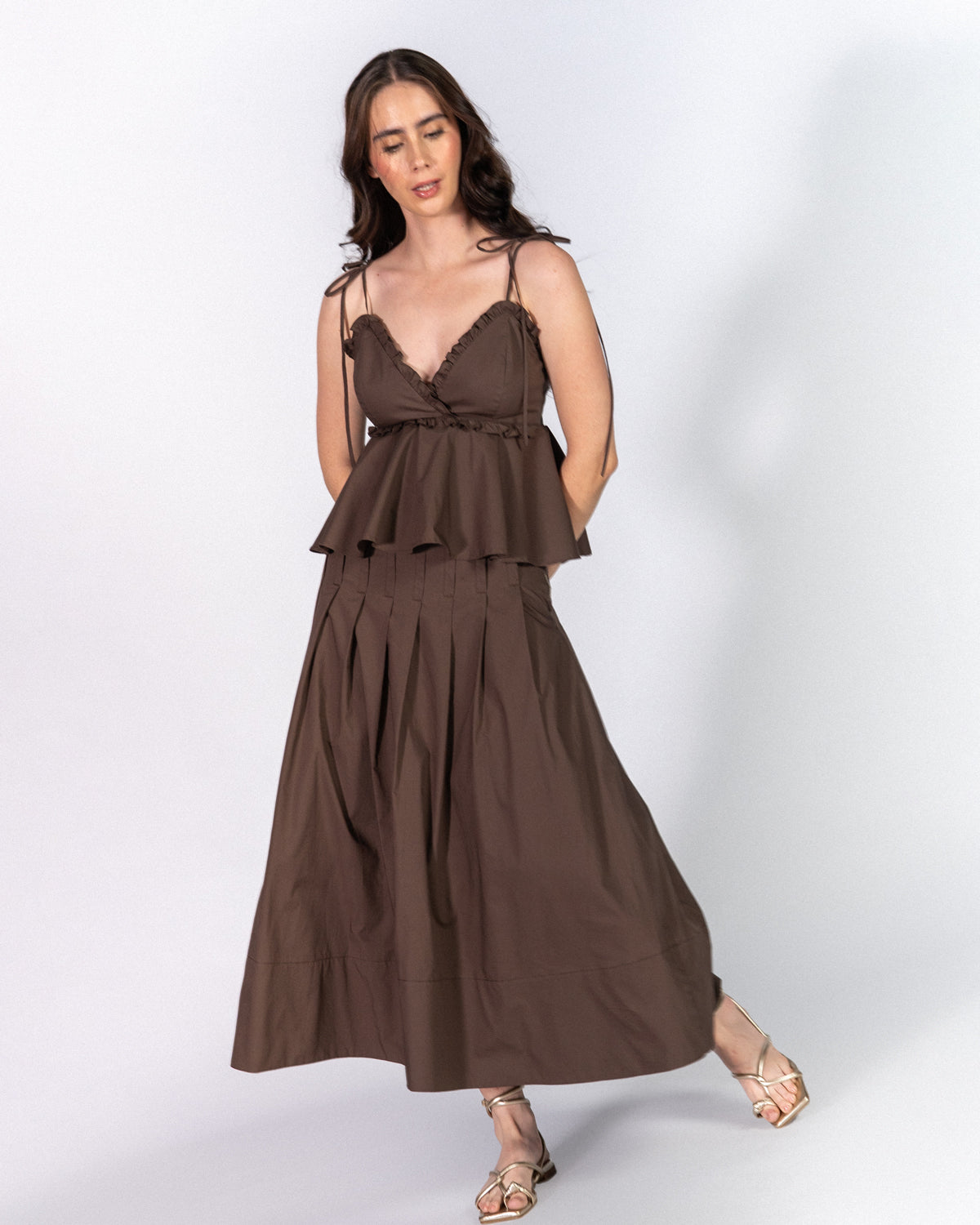 Falda Plisé Maxi Café