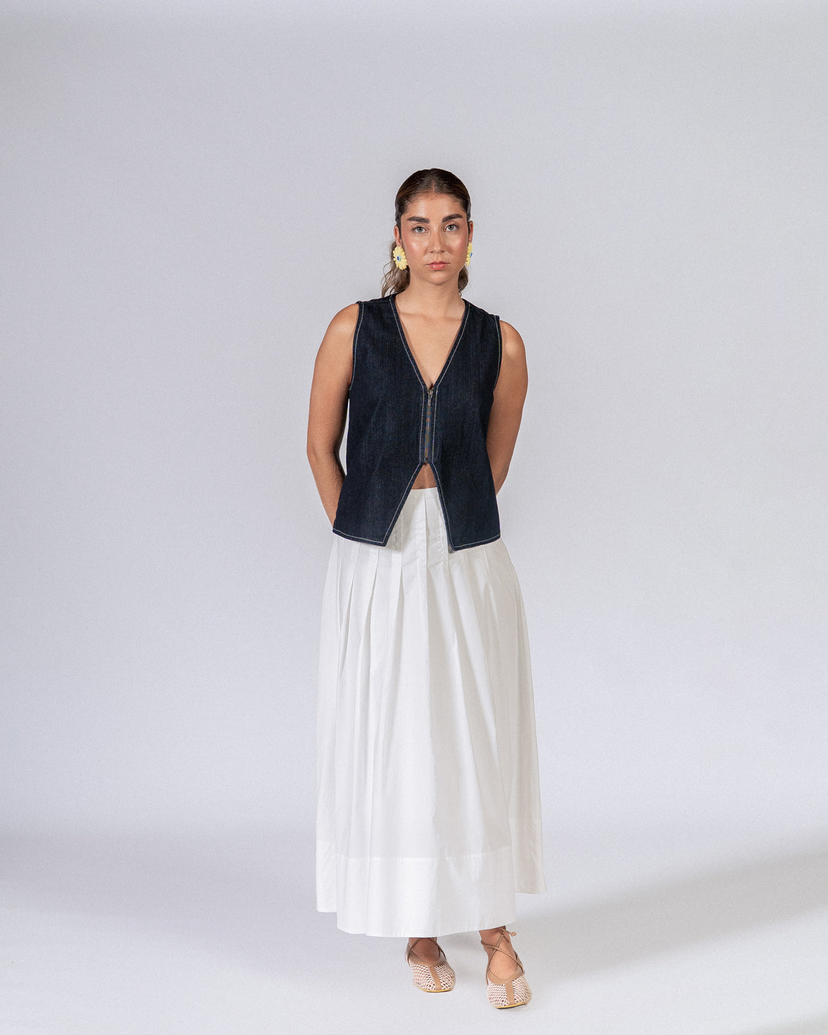 Falda Plisé Maxi Blanco