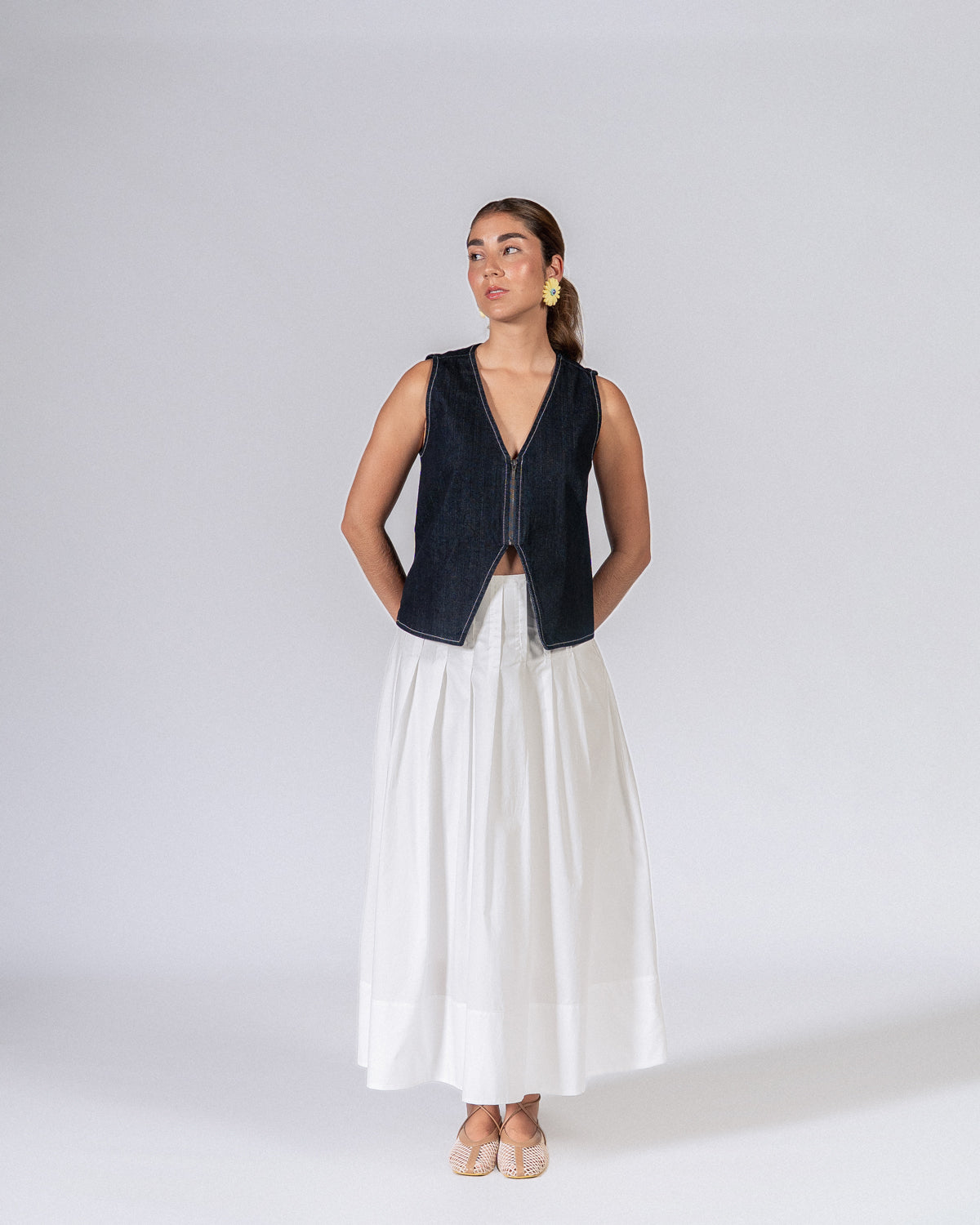 Falda Plisé Maxi Blanco