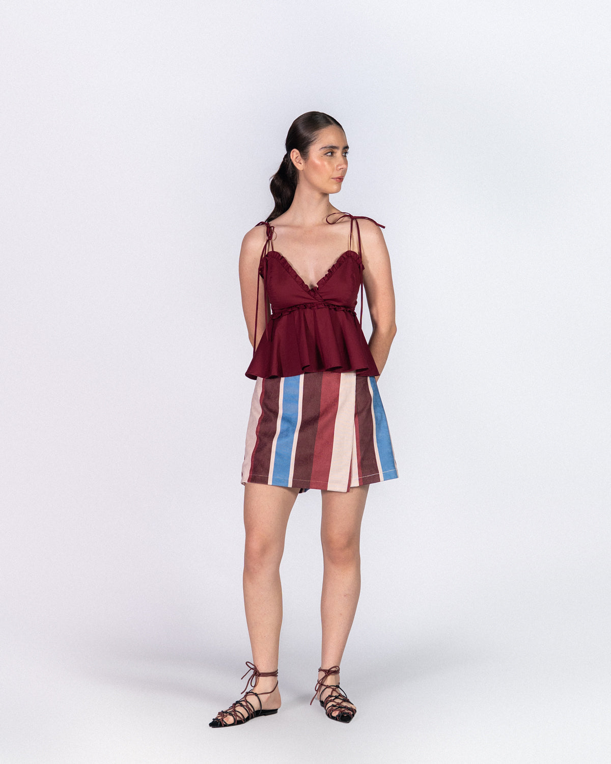 Falda Short Block Vino