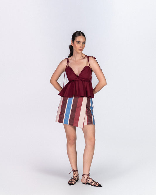 Falda Short Block Vino